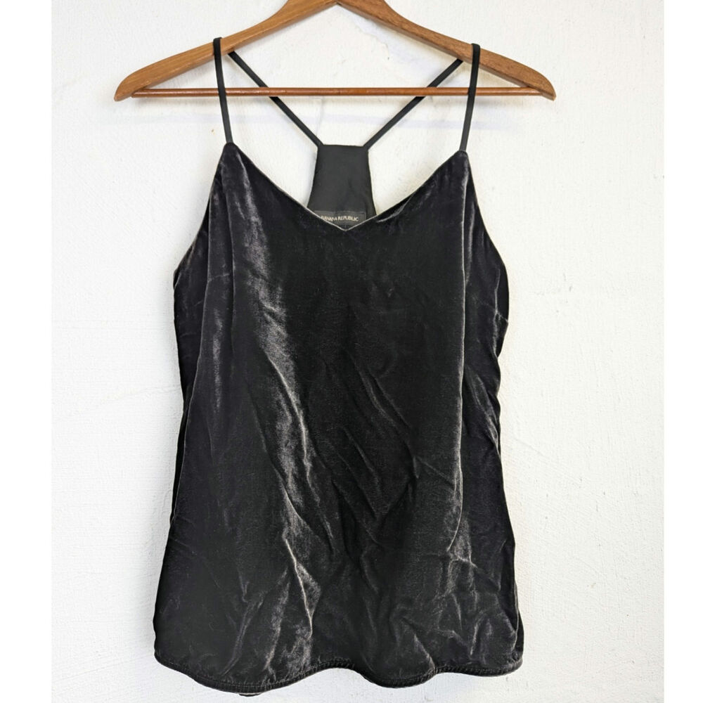 Velvet Tank Top Cami Dark Grey Banana Republic Minimal Oversized Witchy XS